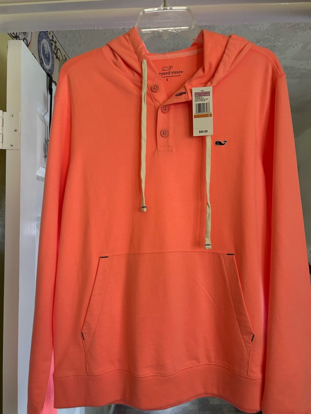 Vineyard Vines Men's Coral Hooded Henley Sweatshirt